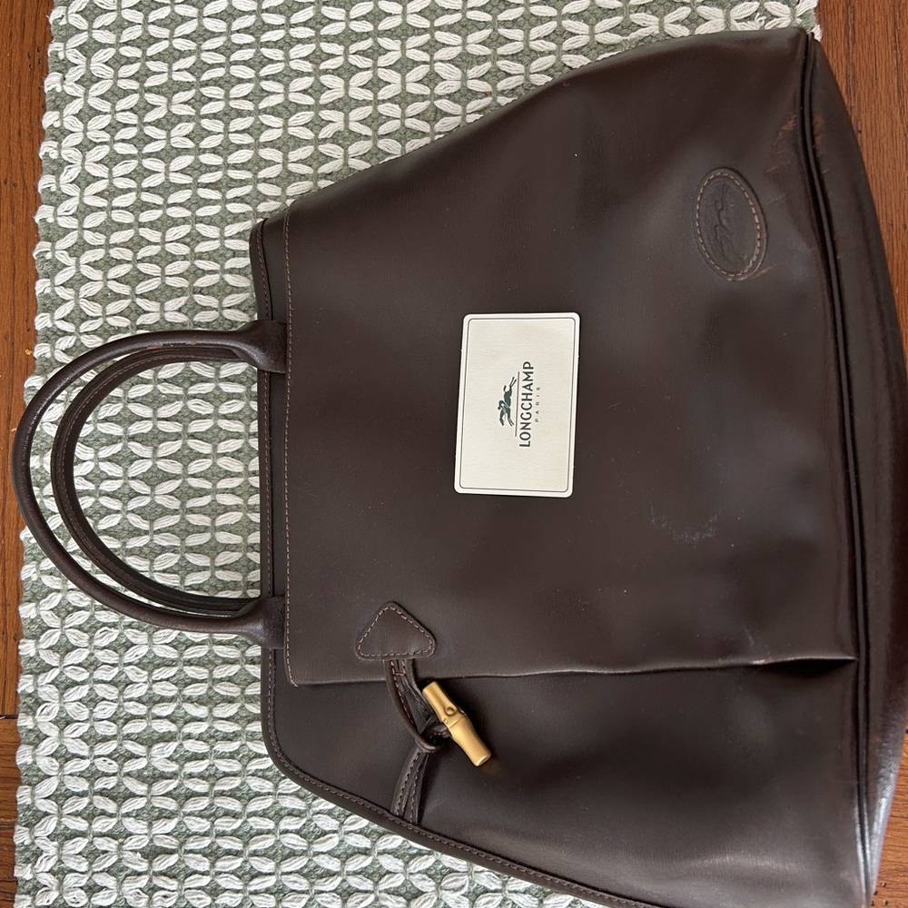 Longchamp Dark Brown Leather Handbag